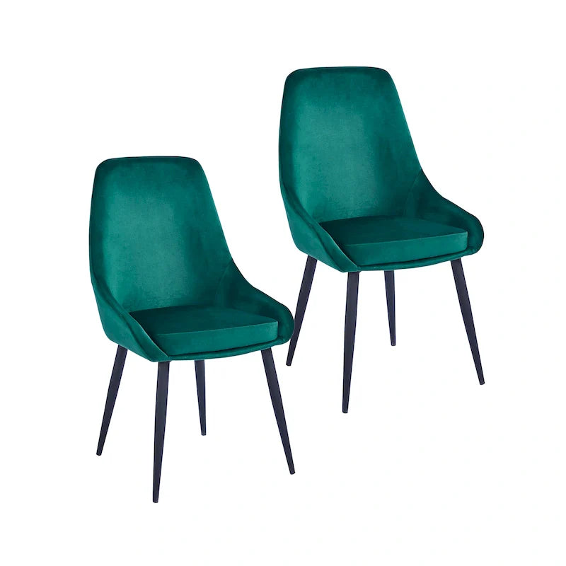 Porthos Home Set of 2 Fern Dining Chairs - Velvet Upholstery with Steel Legs 32
