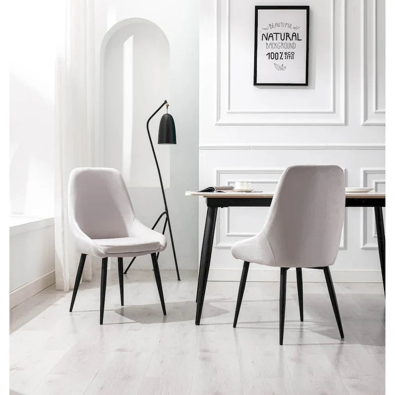 Porthos Home Set of 2 Fern Dining Chairs - Velvet Upholstery with Steel Legs 1