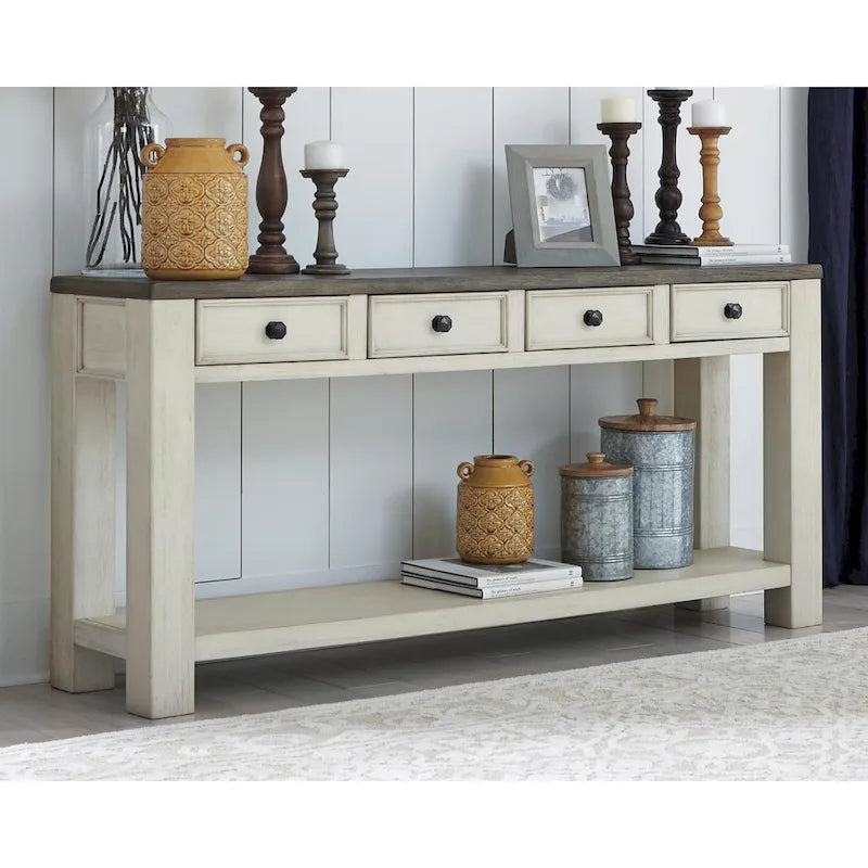 Signature Design by Ashley Bolanburg Rustic Farmhouse Sofa Table 8