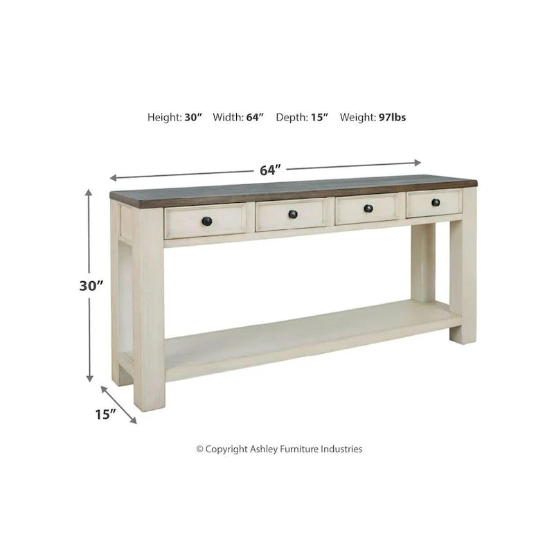 Signature Design by Ashley Bolanburg Rustic Farmhouse Sofa Table 10