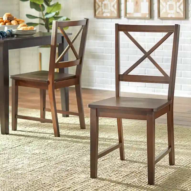Set of 2 Solid Wood Crossback Dining Chairs by Simple Living 14