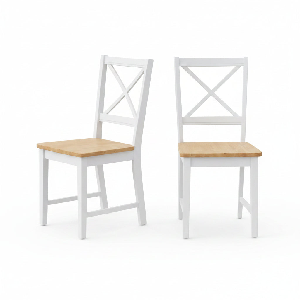 Set of 2 Solid Wood Crossback Dining Chairs by Simple Living