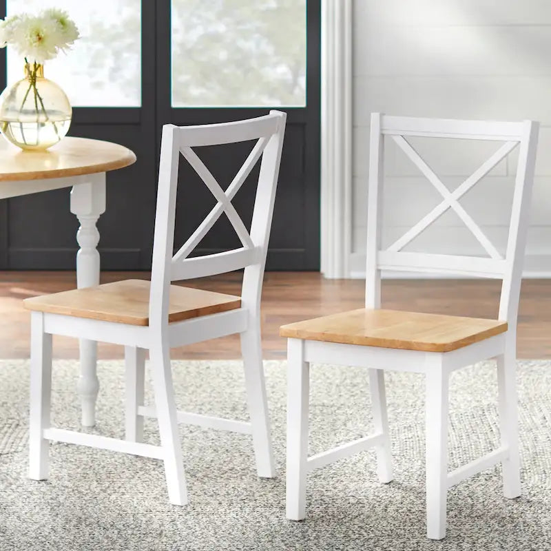 Set of 2 Solid Wood Crossback Dining Chairs by Simple Living 1