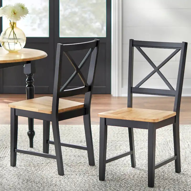 Set of 2 Solid Wood Crossback Dining Chairs by Simple Living 2