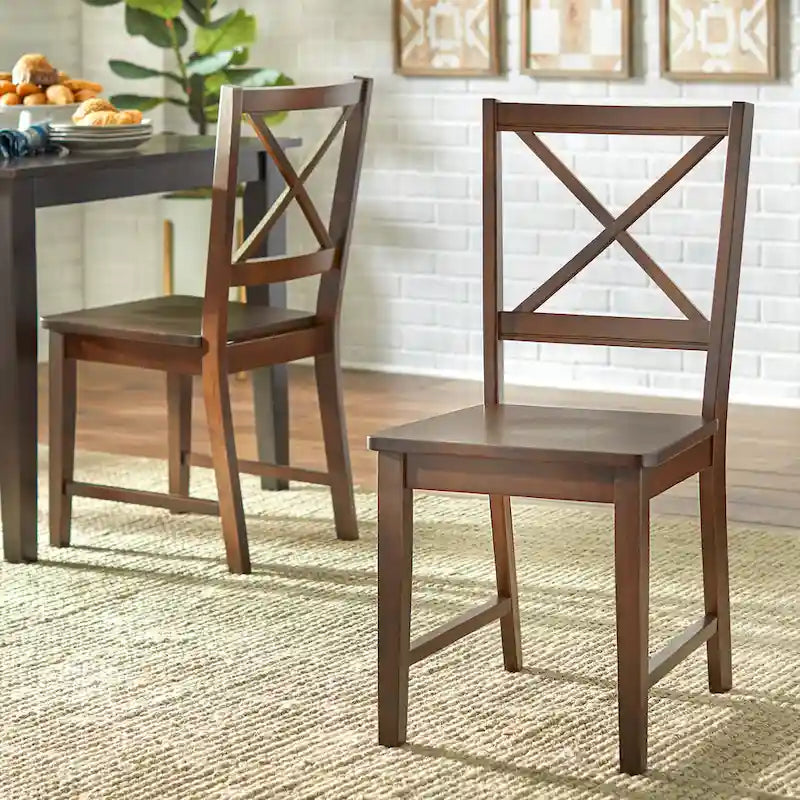 Set of 2 Solid Wood Crossback Dining Chairs by Simple Living 3