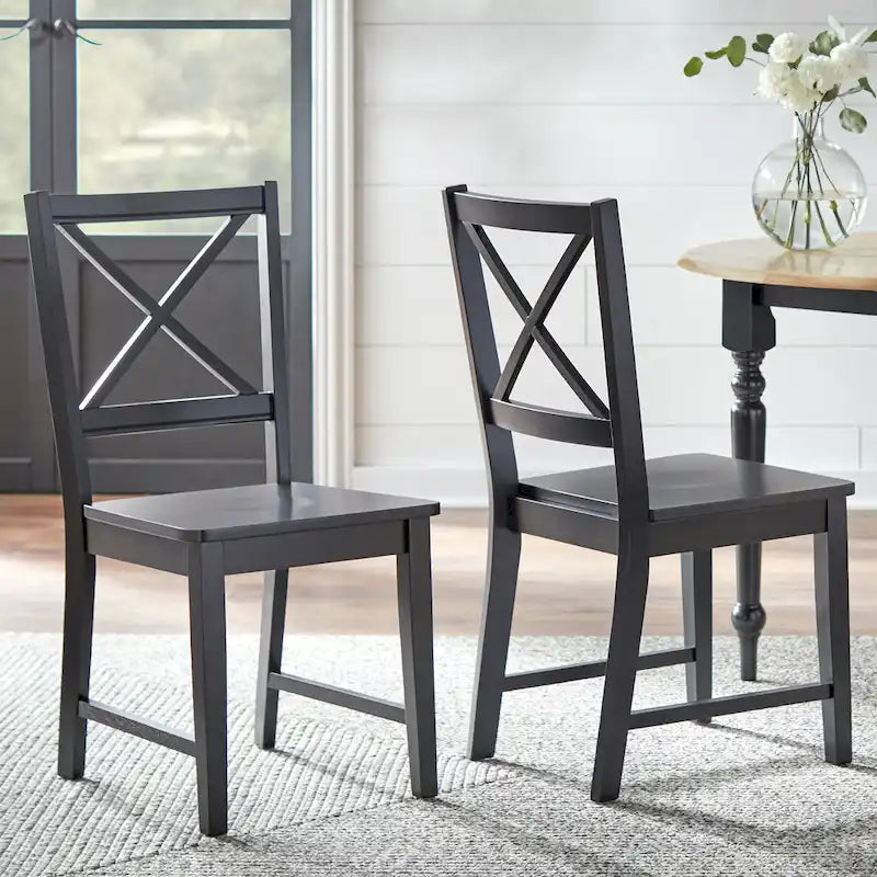 Set of 2 Solid Wood Crossback Dining Chairs by Simple Living 4