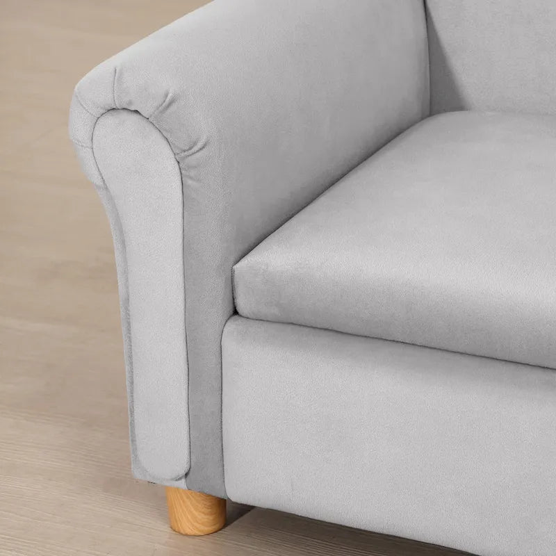 Qaba Kids Sofa with Wooden Armrests - Toddler Couch for Preschool and Kindergarten Rooms Featuring Hidden Storage 8