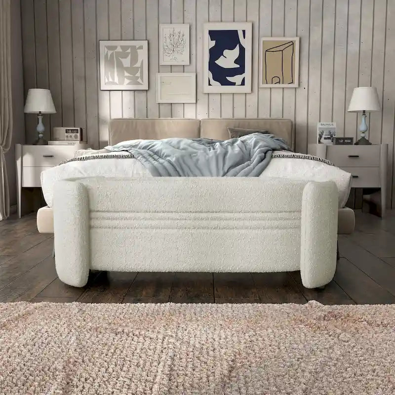 Denhour Contemporary Boucle Storage Bench - DH BASIC Pressice for Bedroom and Entryway 15
