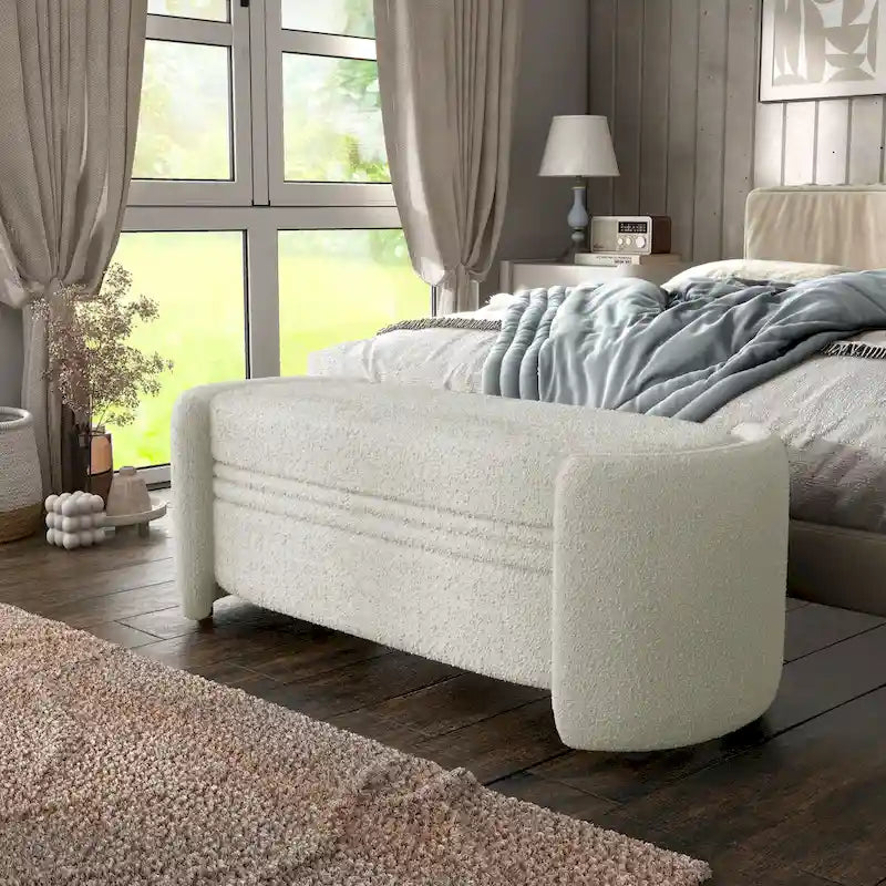 Denhour Contemporary Boucle Storage Bench - DH BASIC Pressice for Bedroom and Entryway 1