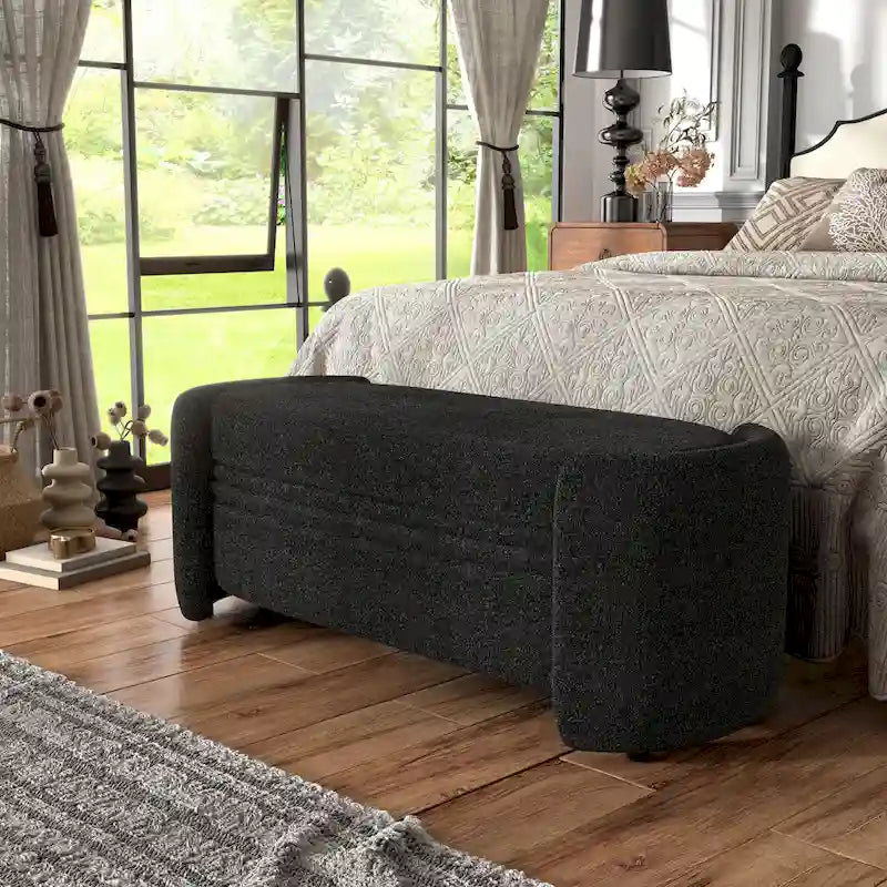 Denhour Contemporary Boucle Storage Bench - DH BASIC Pressice for Bedroom and Entryway 2