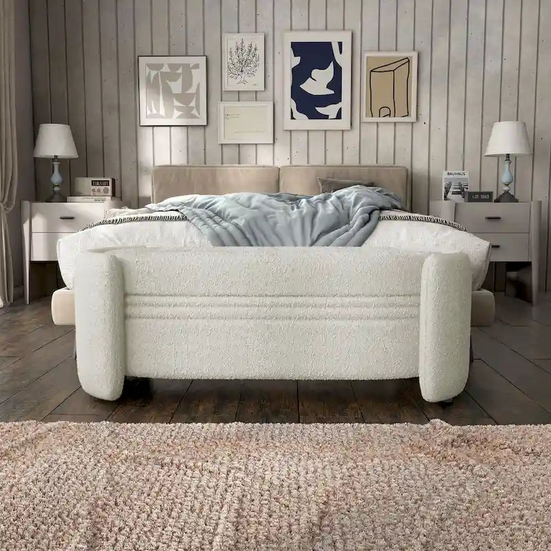 Denhour Contemporary Boucle Storage Bench - DH BASIC Pressice for Bedroom and Entryway 4