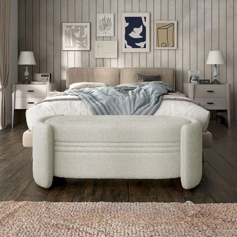 Denhour Contemporary Boucle Storage Bench - DH BASIC Pressice for Bedroom and Entryway 6