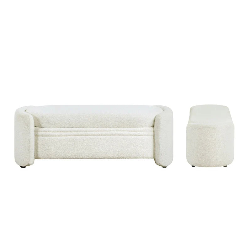 Denhour Contemporary Boucle Storage Bench - DH BASIC Pressice for Bedroom and Entryway 7