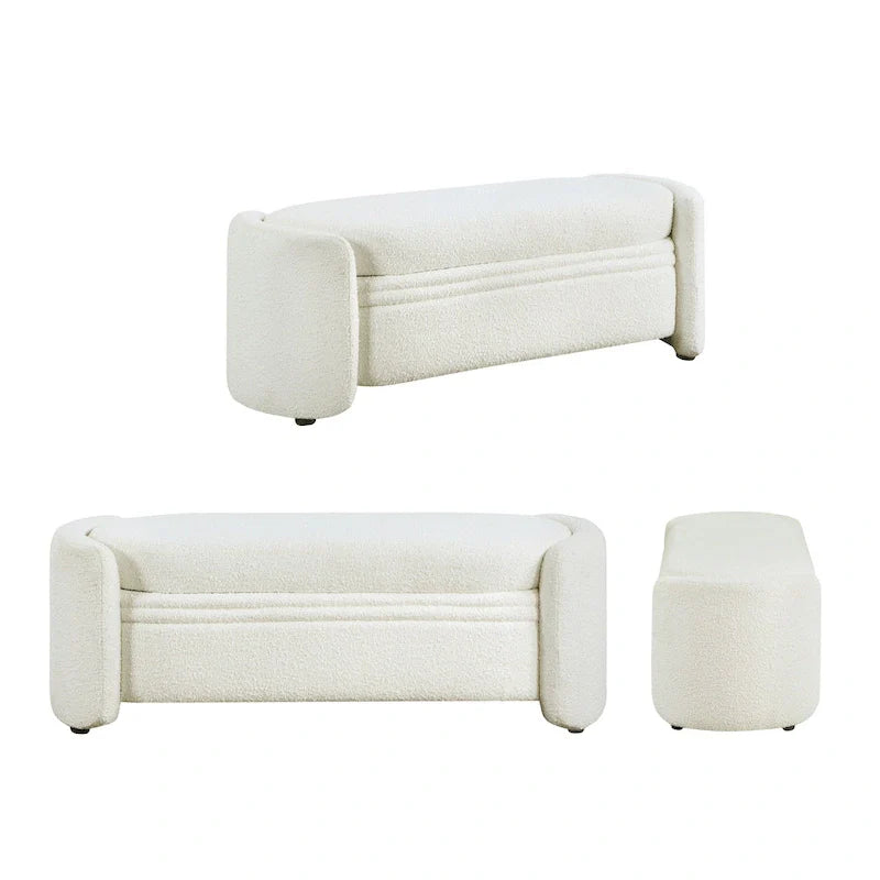 Denhour Contemporary Boucle Storage Bench - DH BASIC Pressice for Bedroom and Entryway 8
