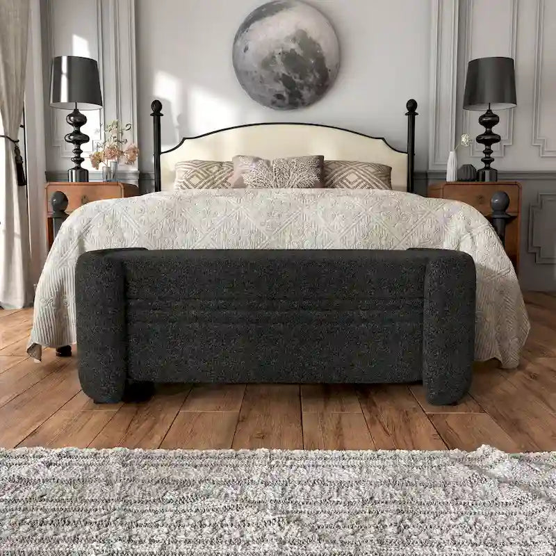 Denhour Contemporary Boucle Storage Bench - DH BASIC Pressice for Bedroom and Entryway 9