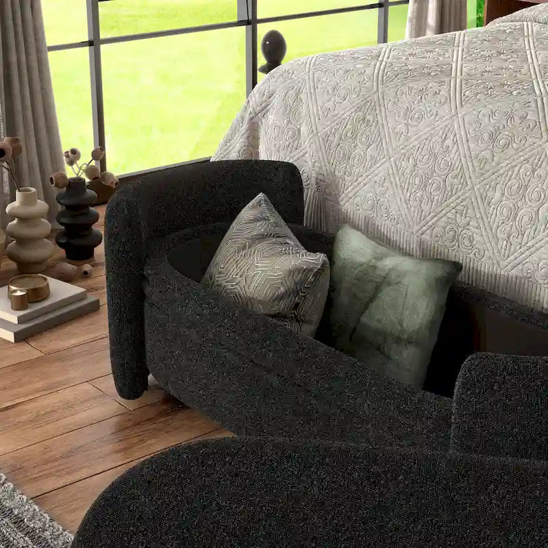 Denhour Contemporary Boucle Storage Bench - DH BASIC Pressice for Bedroom and Entryway 10