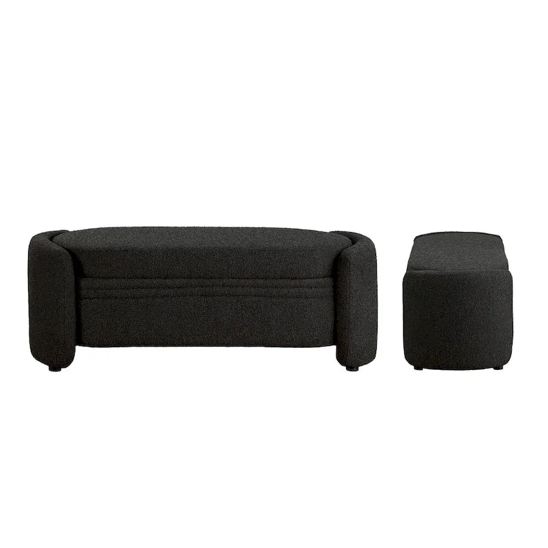 Denhour Contemporary Boucle Storage Bench - DH BASIC Pressice for Bedroom and Entryway 11