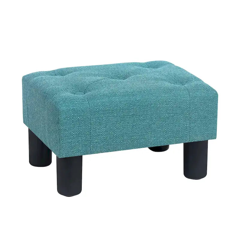 Adeco Rectangular Small Ottoman - Button Tufted Linen Foot Stool 16