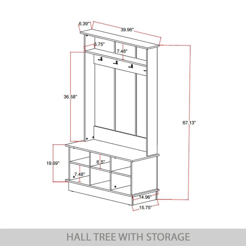 CraftPorch Contemporary Hall Tree with Storage Solutions 16