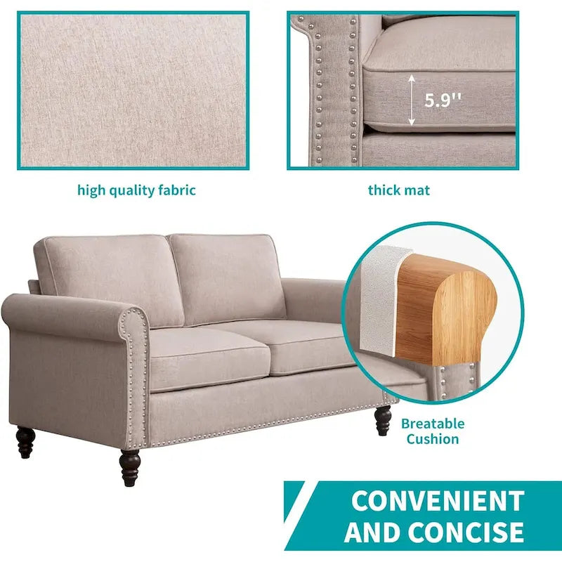 Mixoy Contemporary Loveseat Sofa 4