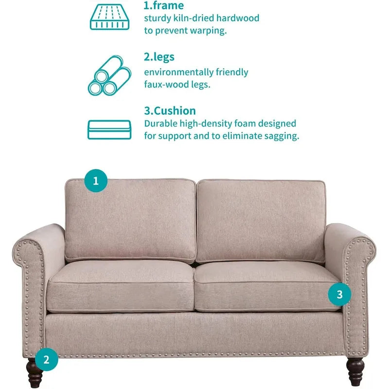 Mixoy Contemporary Loveseat Sofa 6