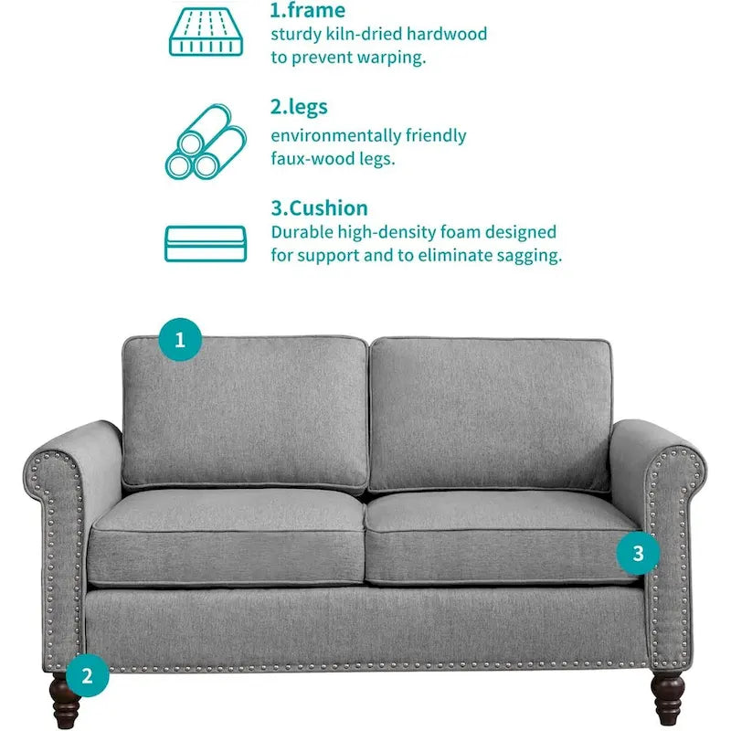 Mixoy Contemporary Loveseat Sofa 12