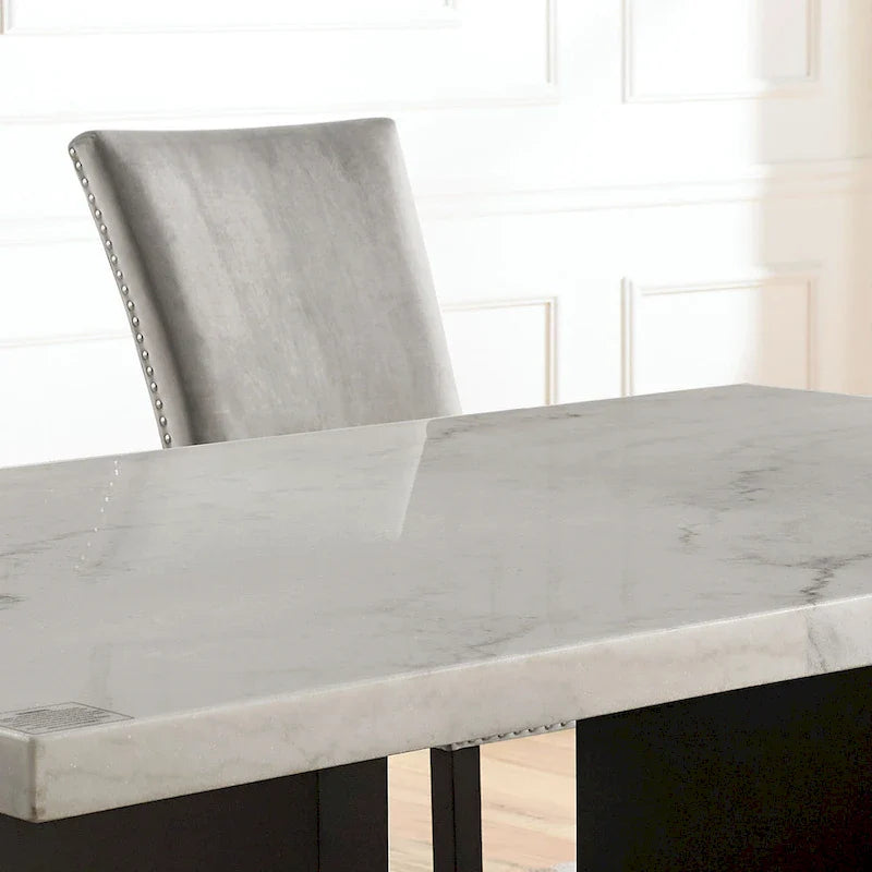 Transitional Light Grey 7-Piece Marble Top Dining Set - Cots Collection by Furniture of America 3