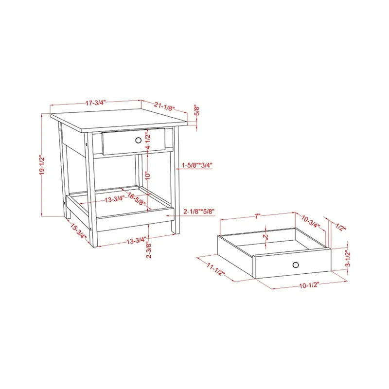 Denhour DH BASIC 4-Piece Open-Shelf Coffee Table Set with Drawer in Transitional Rubberwood 8