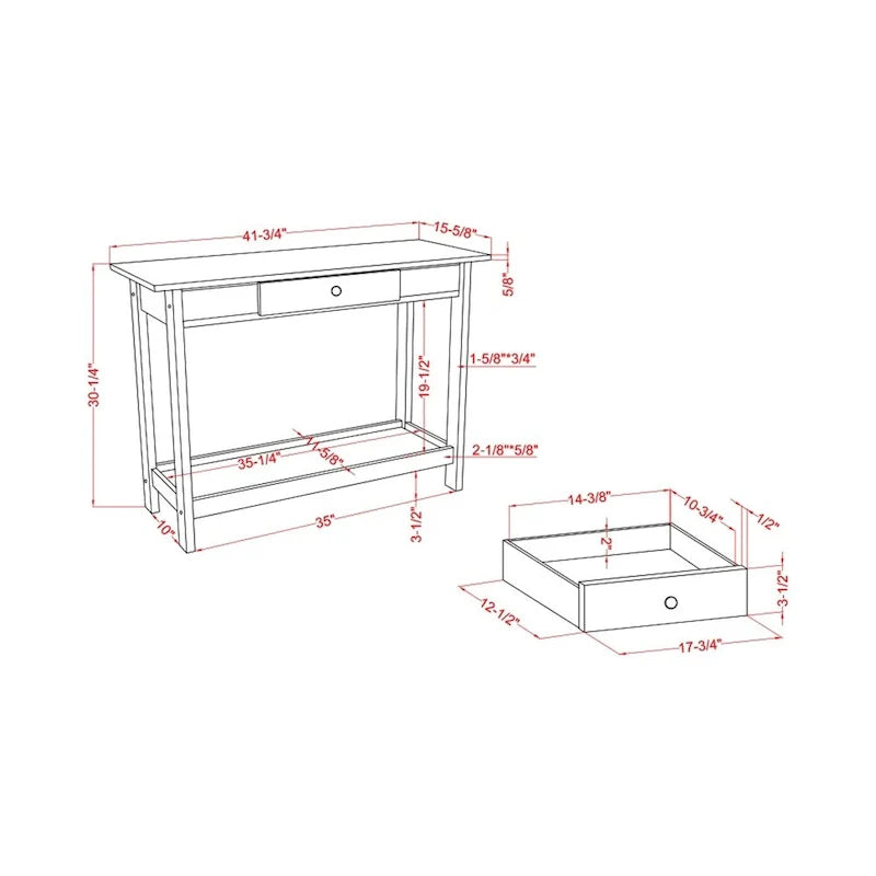 Denhour DH BASIC 4-Piece Open-Shelf Coffee Table Set with Drawer in Transitional Rubberwood 9