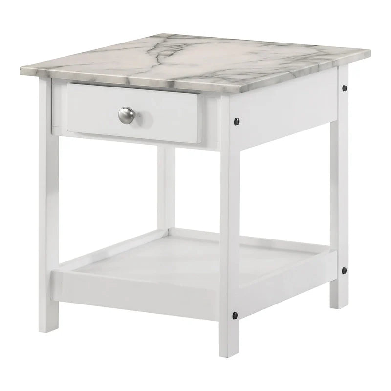 Denhour DH BASIC 4-Piece Open-Shelf Coffee Table Set with Drawer in Transitional Rubberwood 19
