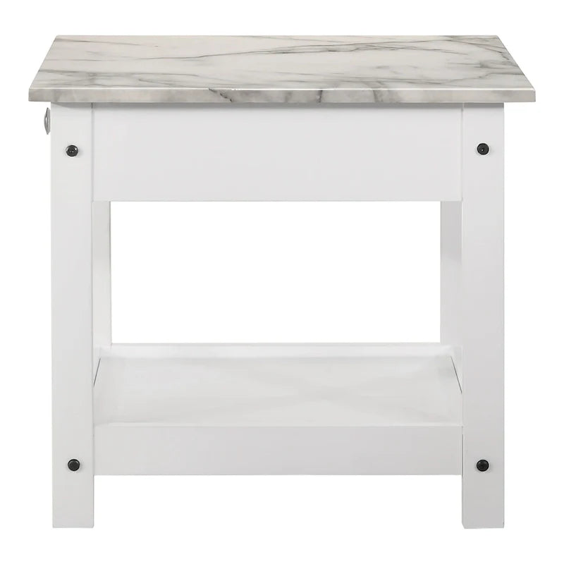 Denhour DH BASIC 4-Piece Open-Shelf Coffee Table Set with Drawer in Transitional Rubberwood 21