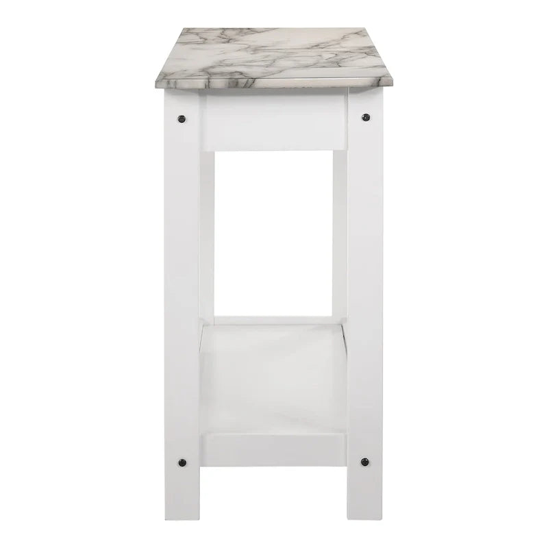 Denhour DH BASIC 4-Piece Open-Shelf Coffee Table Set with Drawer in Transitional Rubberwood 24