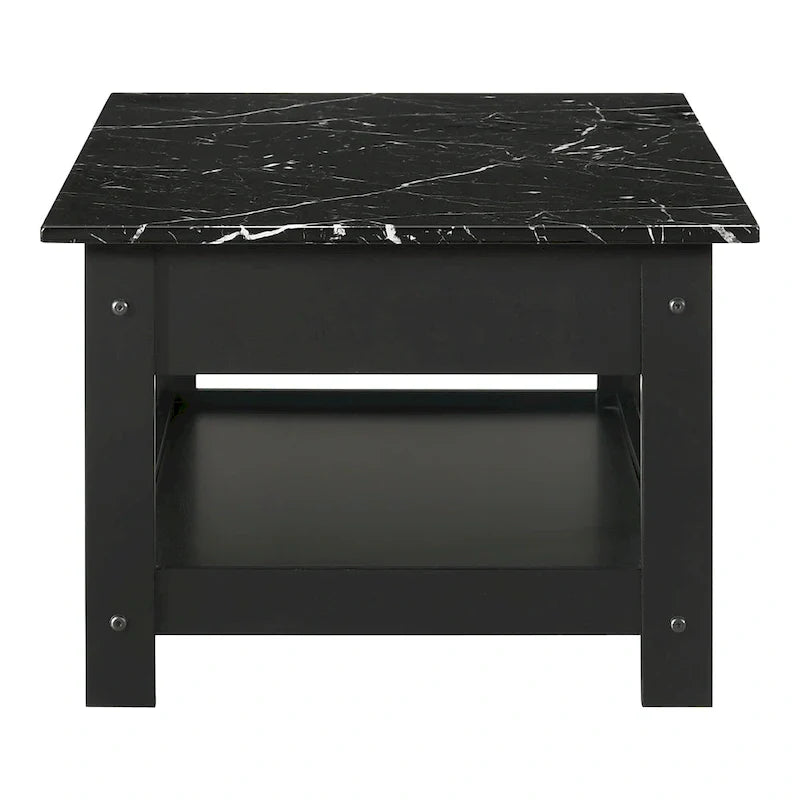 Denhour DH BASIC 4-Piece Open-Shelf Coffee Table Set with Drawer in Transitional Rubberwood 32