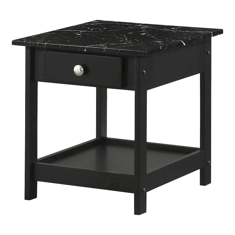 Denhour DH BASIC 4-Piece Open-Shelf Coffee Table Set with Drawer in Transitional Rubberwood 34