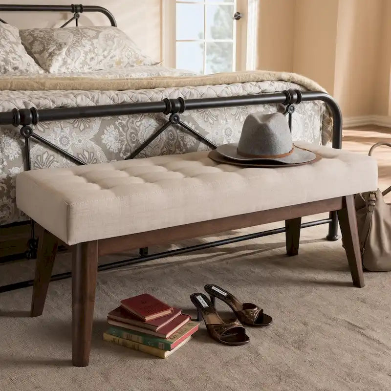 Baxton Studio Mid-Century Button-Tufted Fabric Bench 1