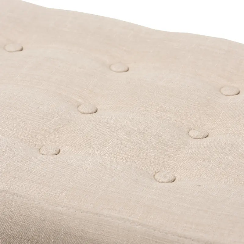 Mid Century Upholstered Bench with Tufted Seat and Wooden Legs 9