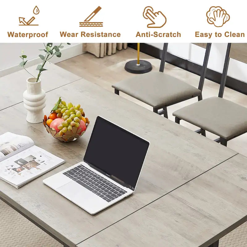 Contemporary Industrial 63.2" Extendable Dining Table with Drop Leaf, Accommodates 6 6