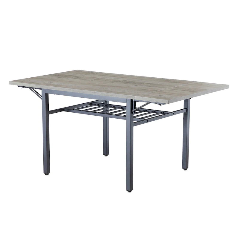 Extendable Drop Leaf Dining Table with Folding Sides and Metal Frame 12