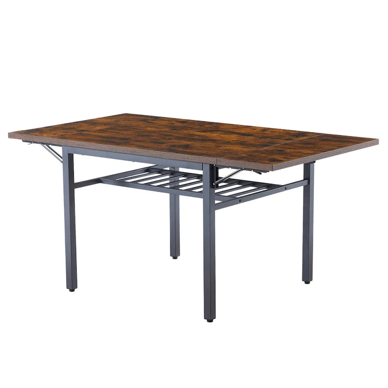 Extendable Drop Leaf Dining Table with Folding Sides and Metal Frame 19
