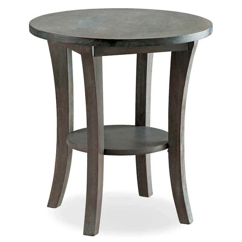Round Side Table with Shelf and Solid Wood Construction