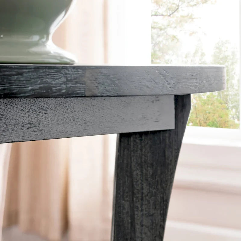 Round Side Table with Shelf and Solid Wood Construction 3