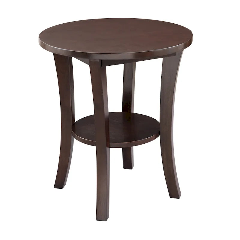 Round Side Table with Shelf and Solid Wood Construction 12