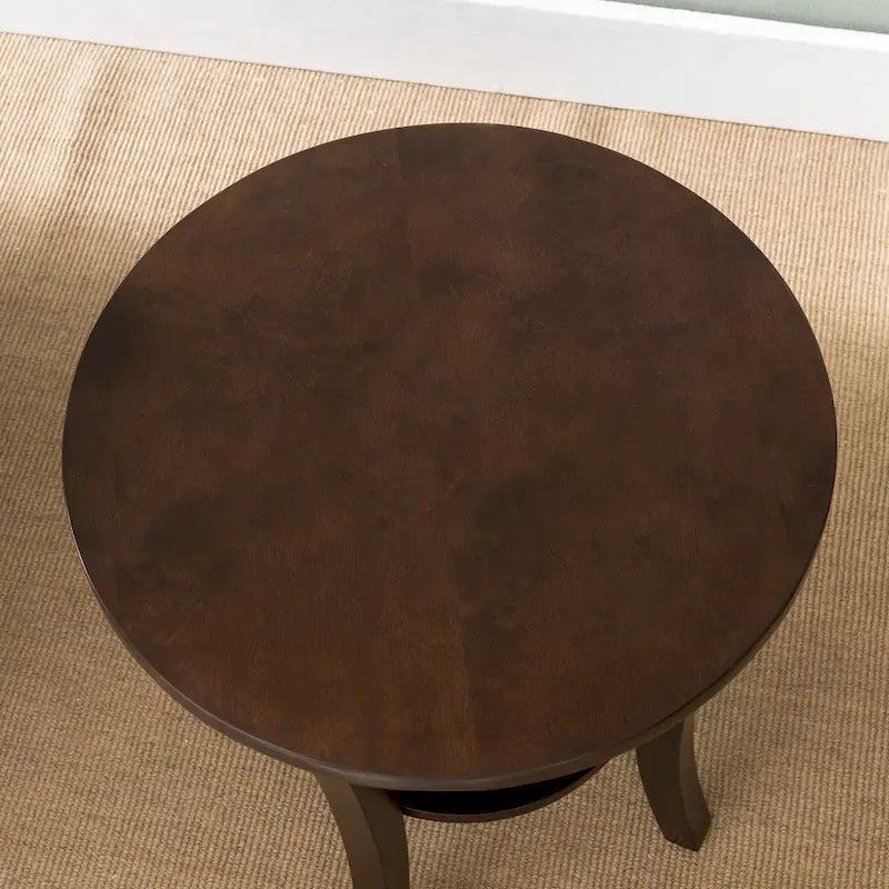 Leick Home Round Side Table Featuring a Convenient Shelf 15