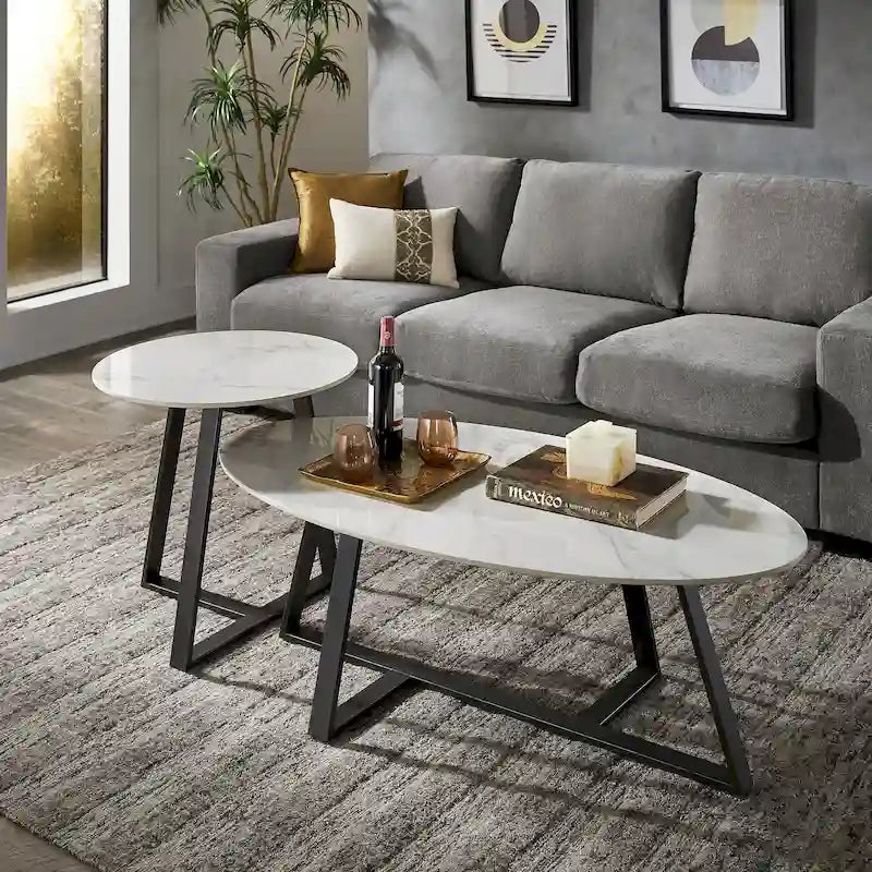 iNSPIRE Q Modern Jurmala Glossy Sintered Stone Tables with Grey Metal Base 26