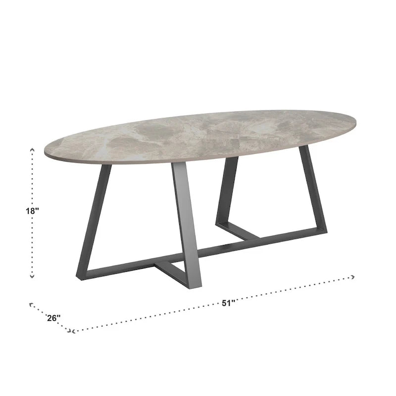 iNSPIRE Q Modern Jurmala Glossy Sintered Stone Tables with Grey Metal Base 6
