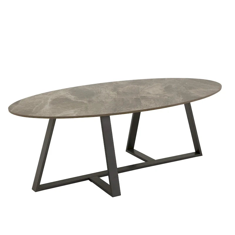 iNSPIRE Q Modern Jurmala Glossy Sintered Stone Tables with Grey Metal Base 7