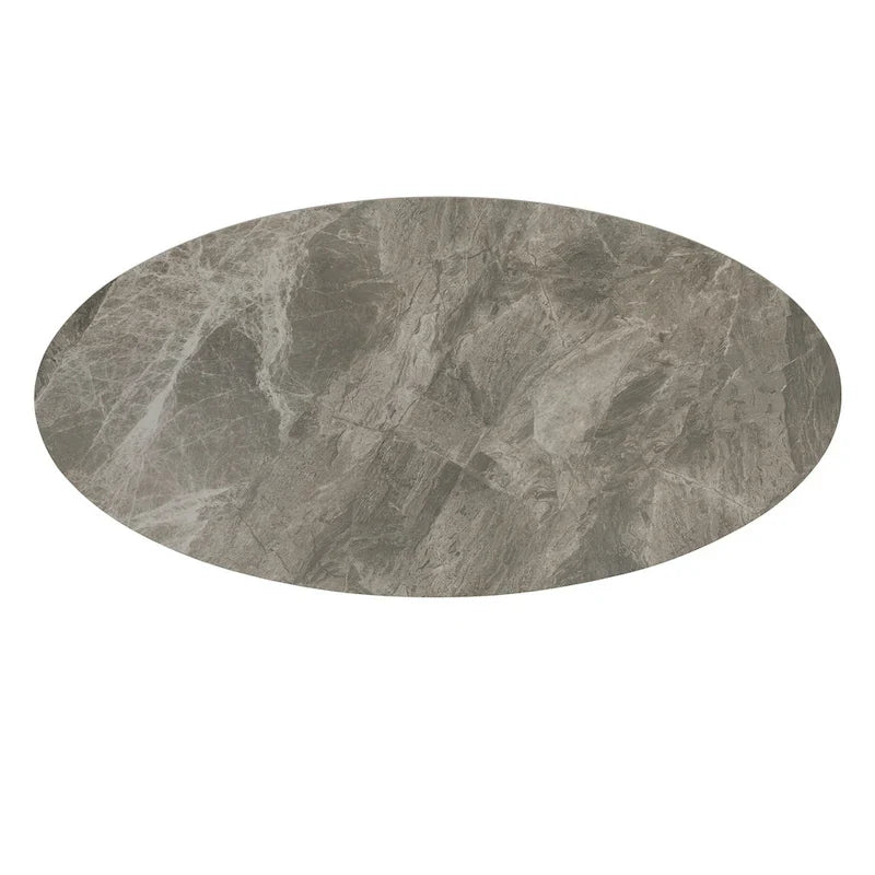 iNSPIRE Q Modern Jurmala Glossy Sintered Stone Tables with Grey Metal Base 10