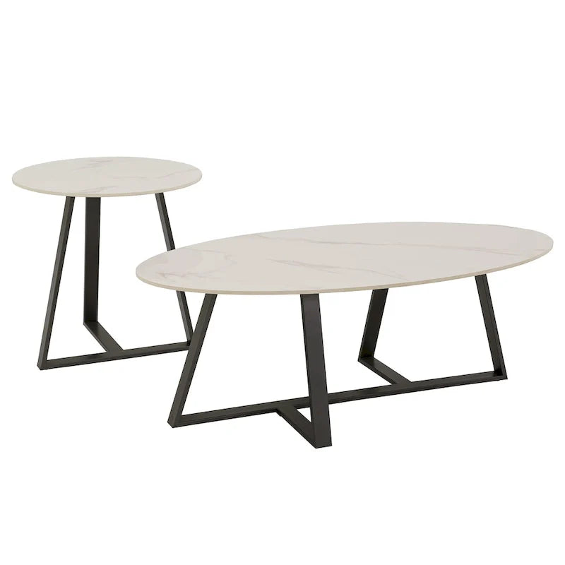 iNSPIRE Q Modern Jurmala Glossy Sintered Stone Tables with Grey Metal Base 12