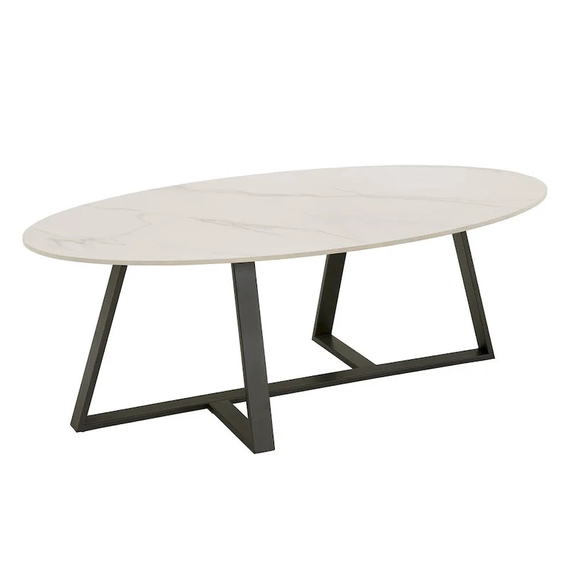 iNSPIRE Q Modern Jurmala Glossy Sintered Stone Tables with Grey Metal Base 16
