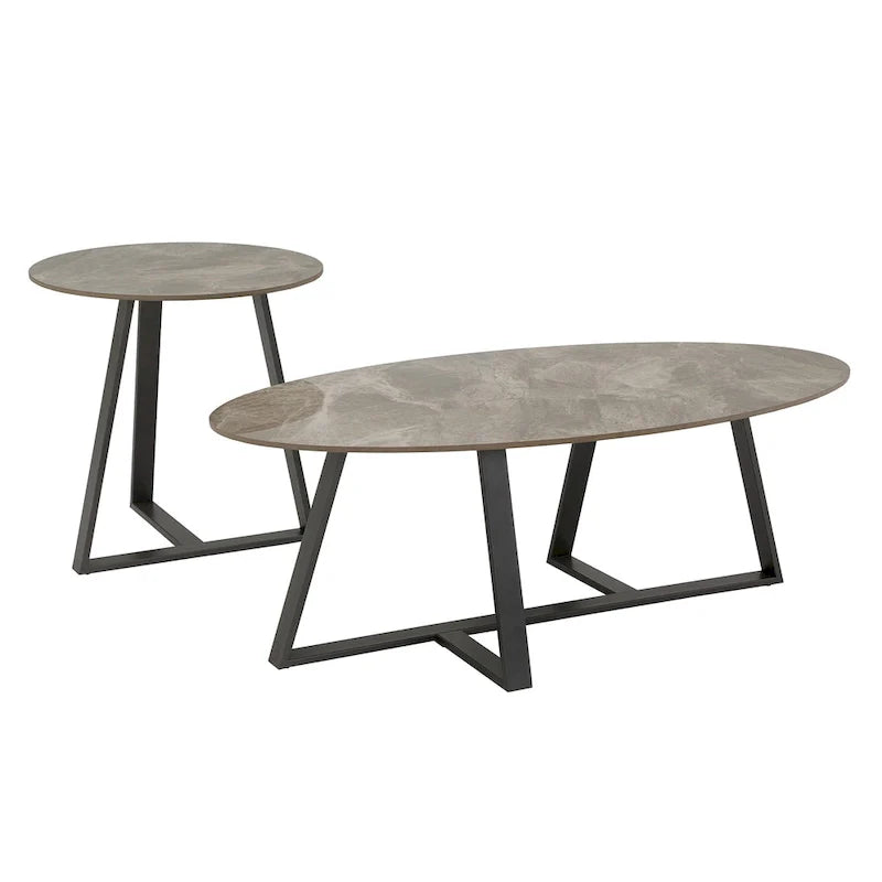 iNSPIRE Q Modern Jurmala Glossy Sintered Stone Tables with Grey Metal Base 21